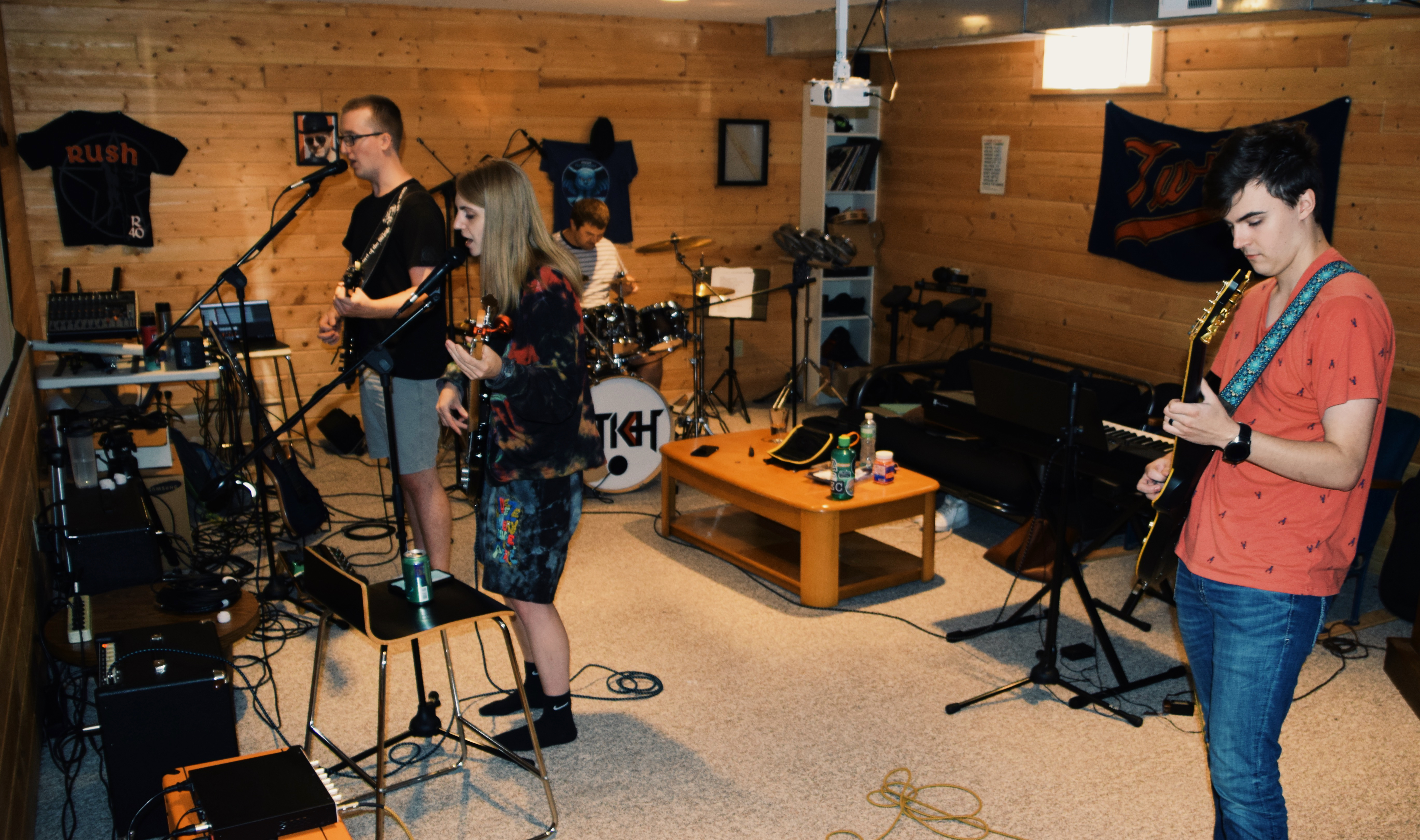 Wide shot of the rehearsal space